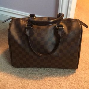 BROWN CHECKERED BAG
